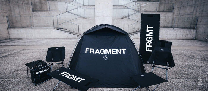 Black Helinox x Fragment Design camping gear collection setup outdoors