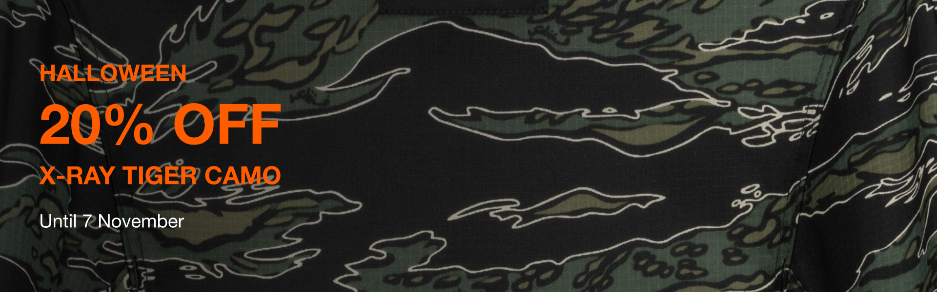 Halloween 20% off X-Ray Tiger Camo, until 7 November